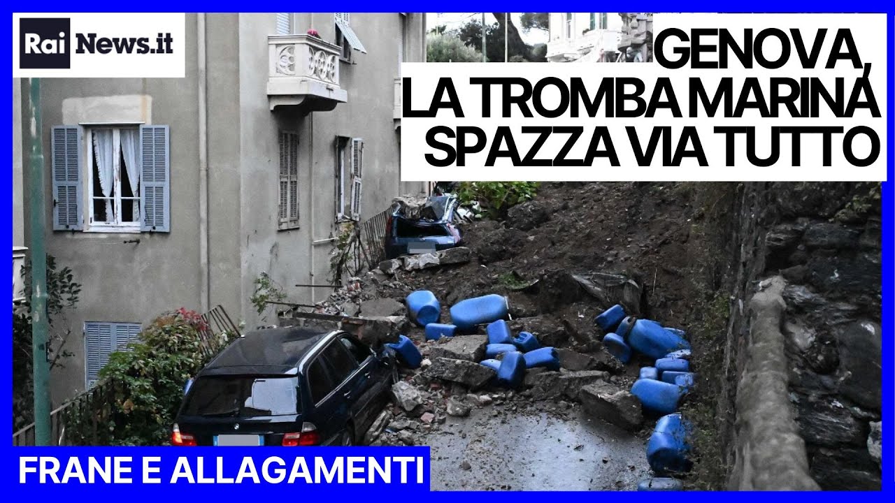Genova, la tromba marina spazza via tutto