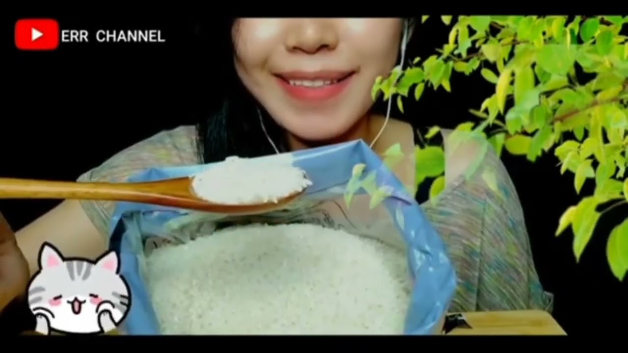 Compilation raw rice eating sounds 🌾 Makan Beras kompilasi vidio Asmr raw rice eating