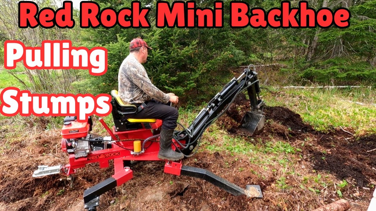 Using my Red Rock Mini Backhoe to help My neighbor Pull some STUMPS
