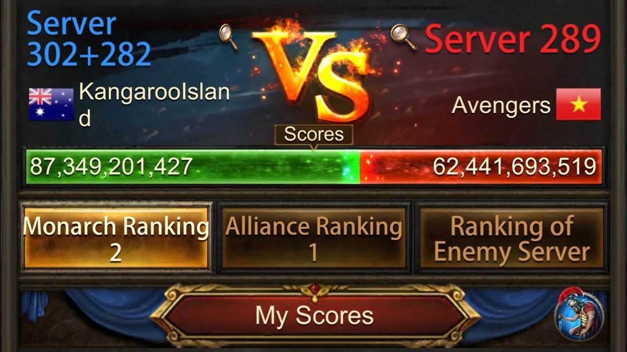 Самый высокий комбинированный счёт SvS в Evony: динамичный SvS | GoT против RSP