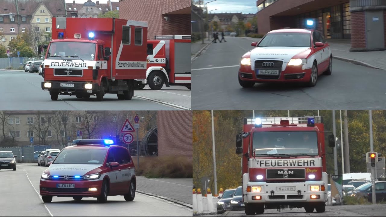 [XXL NÜRNBERG] Feuerwehr, Rettungsdienst, DLRG, Kriminalpolizei usw in Nürnberg auf Einsatzfahrt.