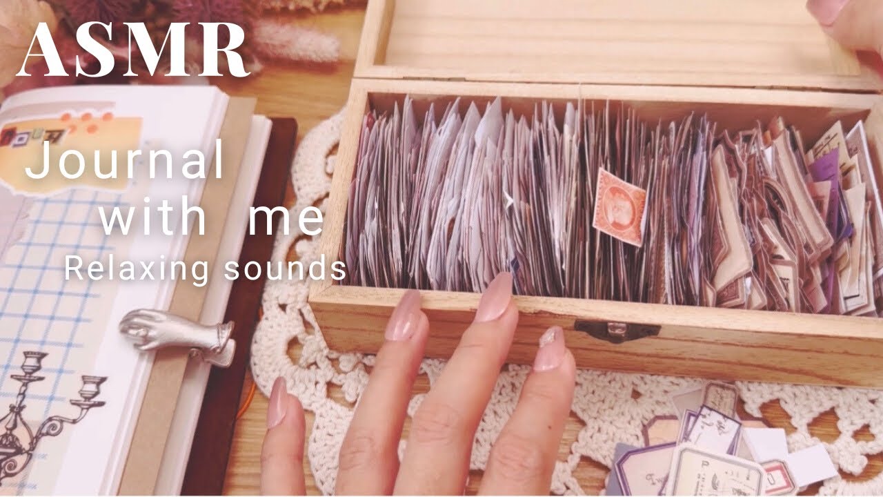 ASMR|素材を沢山貼ってコラージュ🕯Scrapbooking Journaling Relaxing sounds