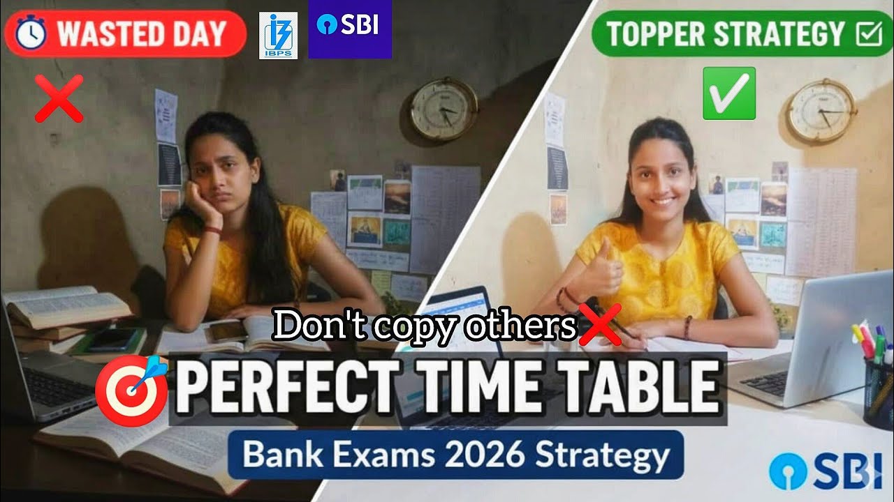 Perfect Time Table for Bank Exams 2026 | SBI Clerk/PO, IBPS, RRB Complete Study Plan.