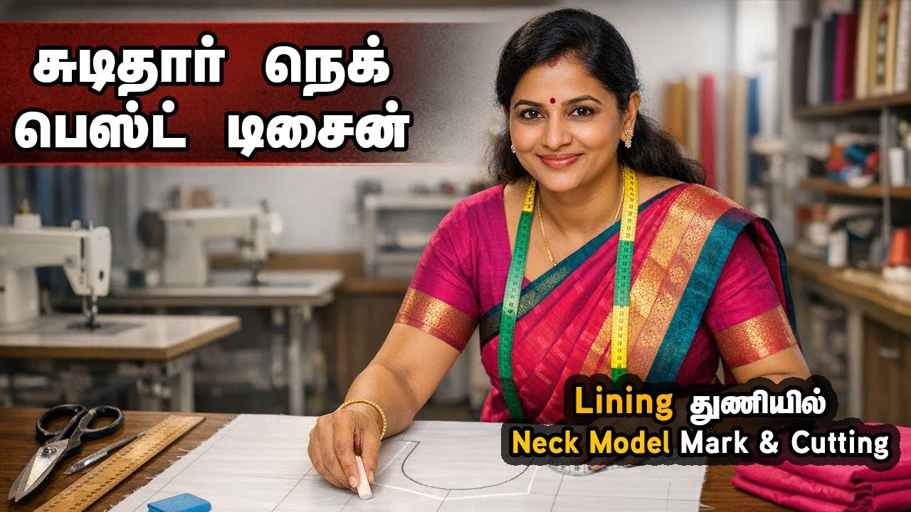 Churidar அளவுகள் சரியான கணக்கீடு | Lining துணியில் Neck Model Mark & Cutting Tamil Tailoring | Sara