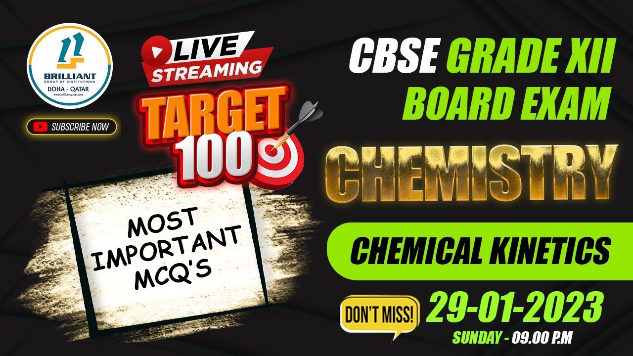 CBSE Grade 12 Chemistry | Most Important MCQs from Chemical Kinetics | Target-100 | CBSE Board Exam