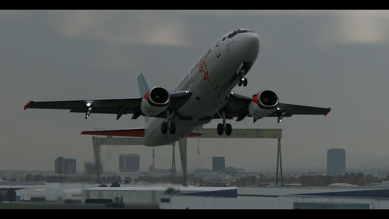 Xplane 12 IXEG 737-300 Wing view landing Manchester EGCC/MAN