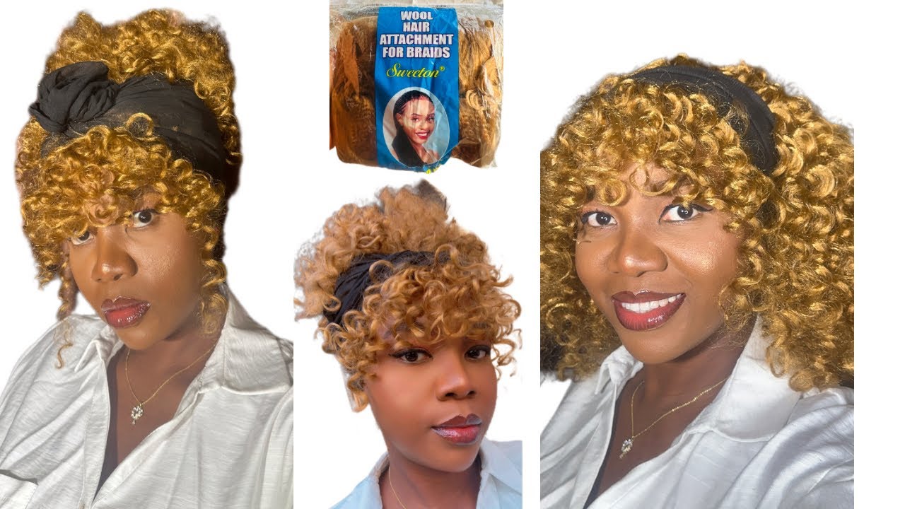 OMG😱 STUNNING Curly Wig with Bangs uisng Brazilian Wool | 2$ CURLY wig Tutorial | scratch to finish 