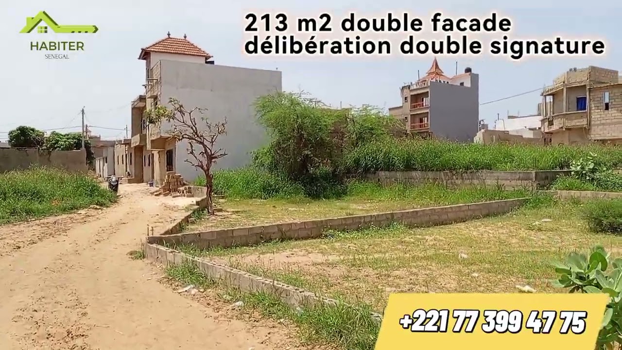 TERRAIN BIEN PLACÉ DE 213 M2 DOUBLE FACADE À VENDRE/+221773994775