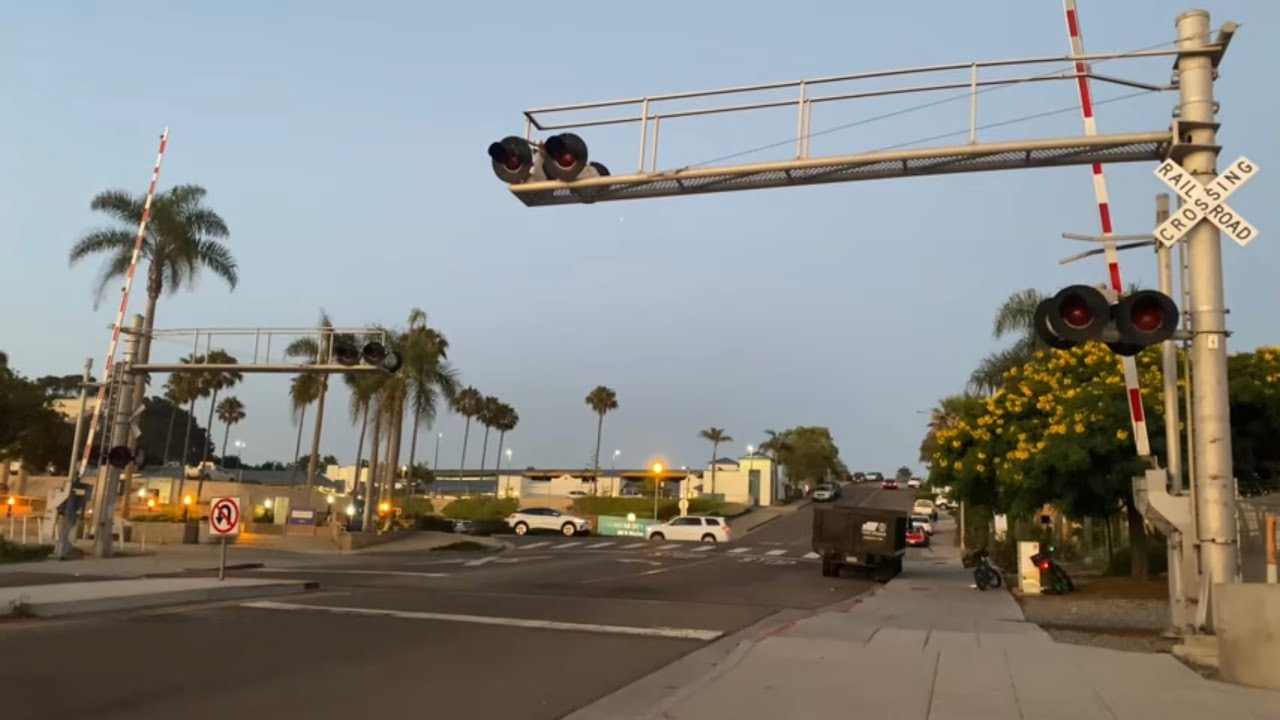 Coaster 2309 passes E street Railroad Crossing, Encinitas CA 8-7-23