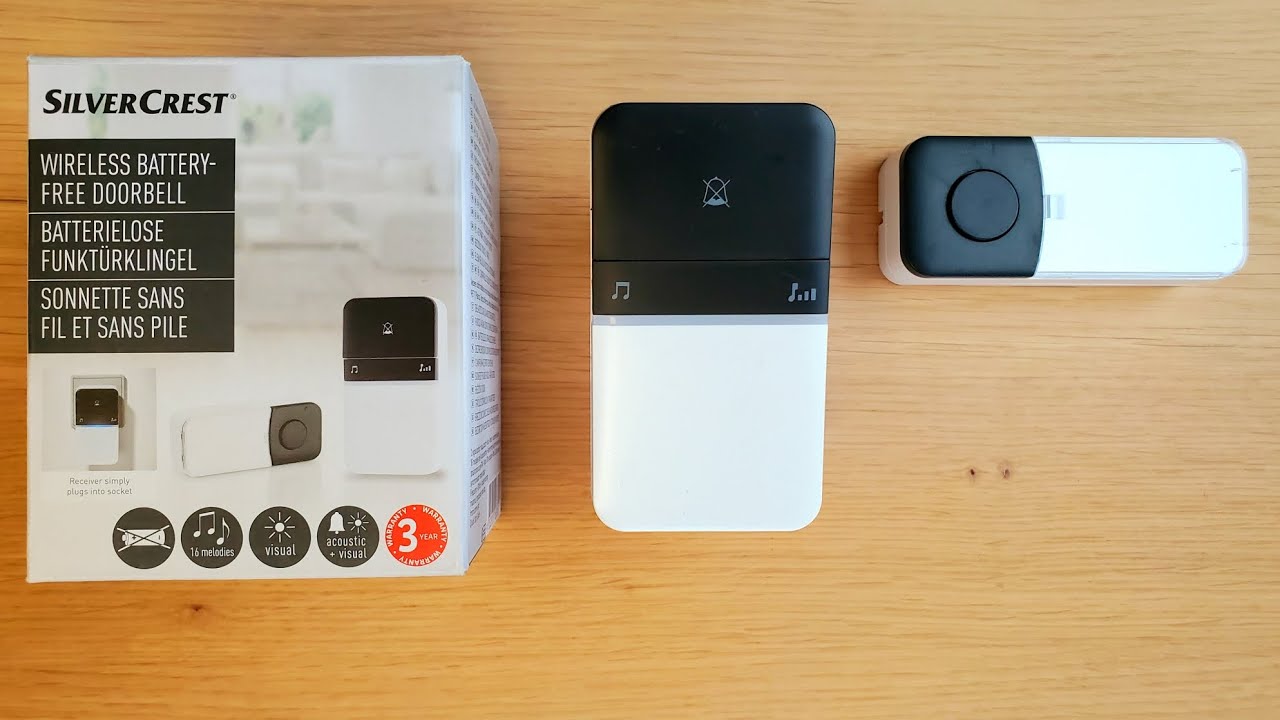 SilverCrest Funkt&uuml;rklingel Kinetisch ohne Batterie 100 m Reichweite, Wireless Battery-Free Doorbell