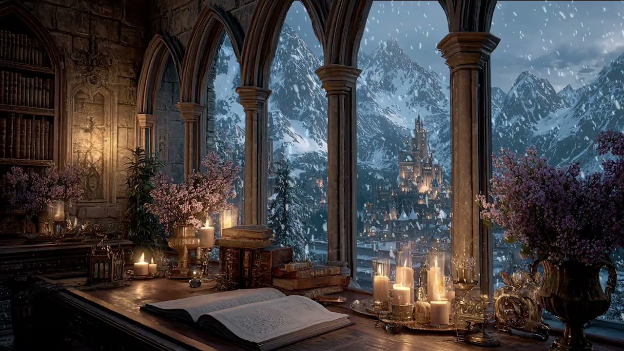 Warm Winter Night in a Calm Hidden Winter Retreat | Peaceful Fireplace Ambience for Deep Relax
