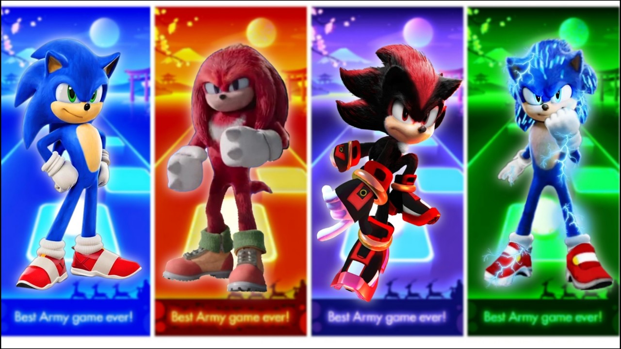 Sonic vs  Knuckles vs Shadow vs Sonic - Tiles hop