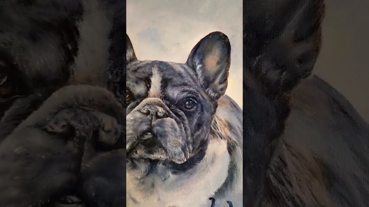 Realistic Oil Painting of A French Bulldog