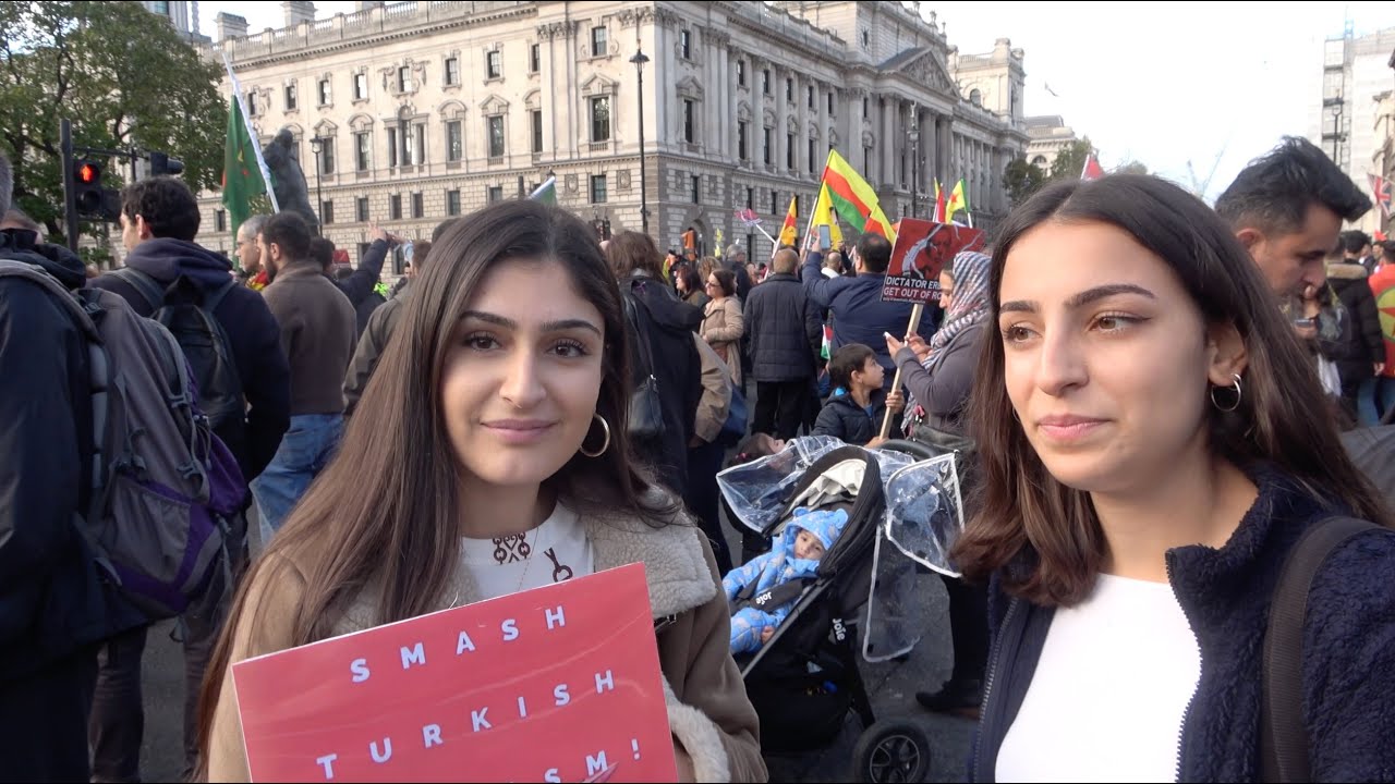 Kurds and Londoners gather in London to protest the Turkish invasion of Northern Syria and Rojava