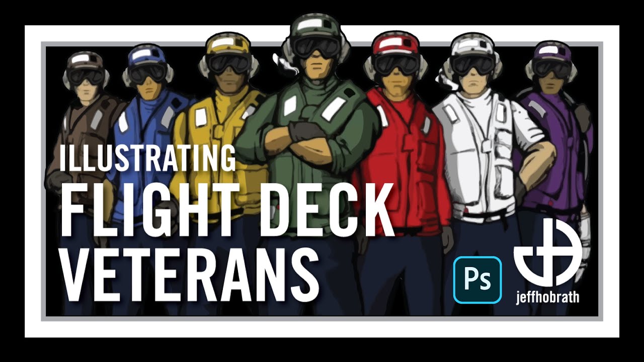 From the Vault - Illustrating Navy Flight Deck Vets sketch to Photoshop | Jeff Hobrath Art Studio