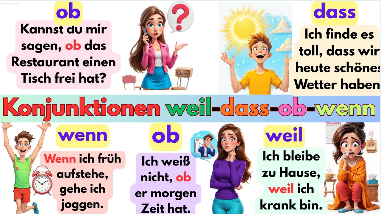 🚀 Weil, dass, wenn, ob – So sprichst du wie ein Deutscher im Alltag 🇩🇪