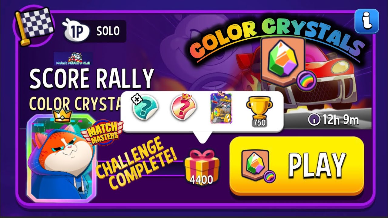 Solo challenge score rally color crystal Rainbow 4,400 points Match Masters 