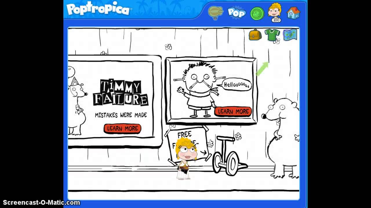Poptropica Mini Game Timmy Failure Quiz and Failure Mobile