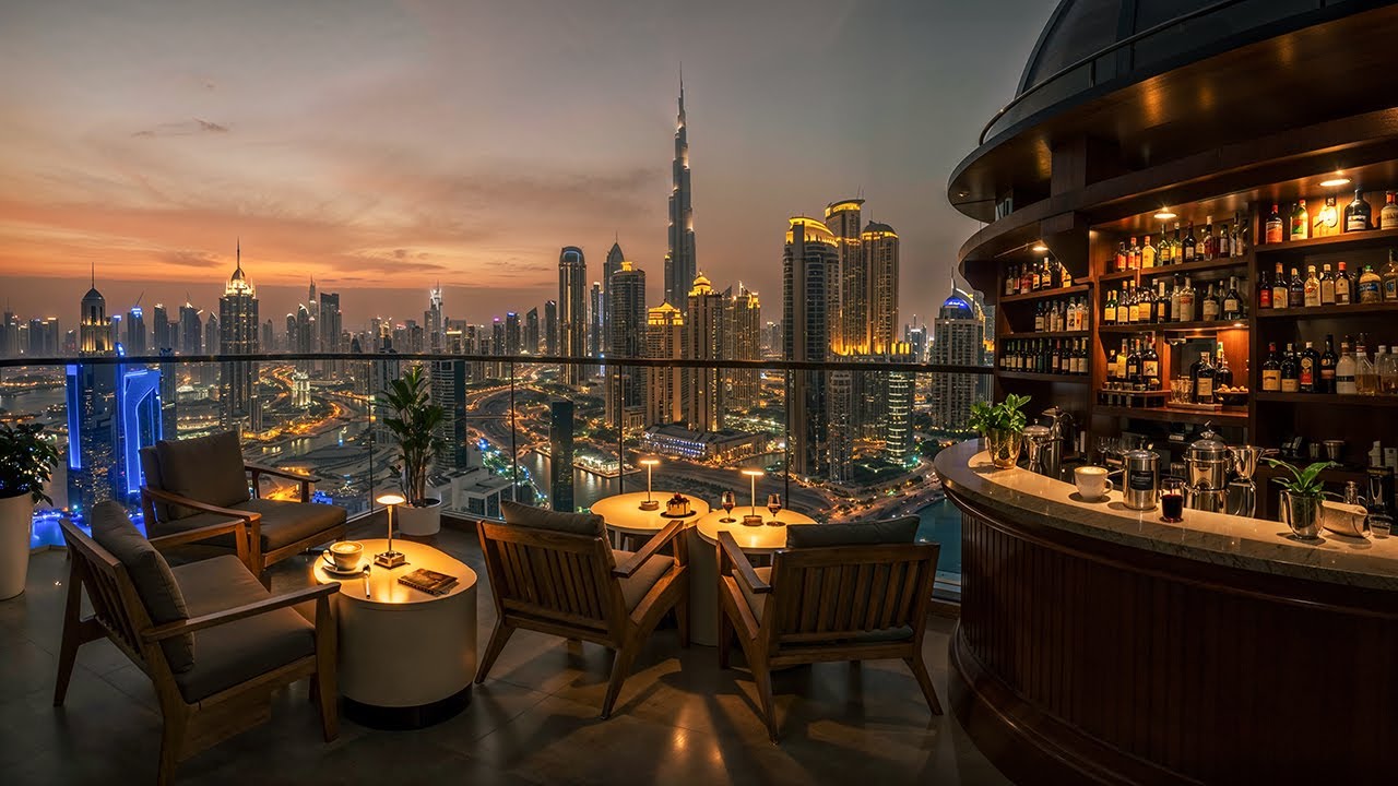 Evening Rooftop Jazz in Dubai ☕ Relaxing Jazz Instrumental Music for Focus, Study & Work