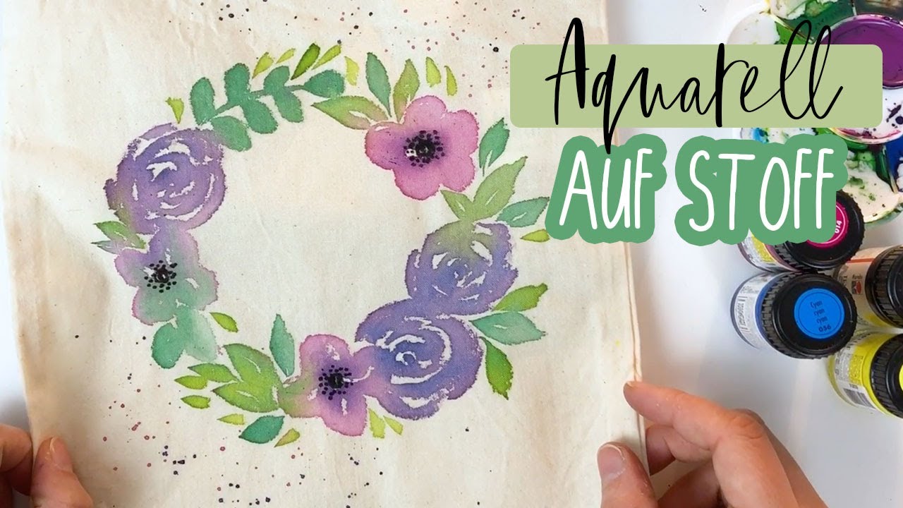 Aquarell malen auf Textilien | Blumenkranz
