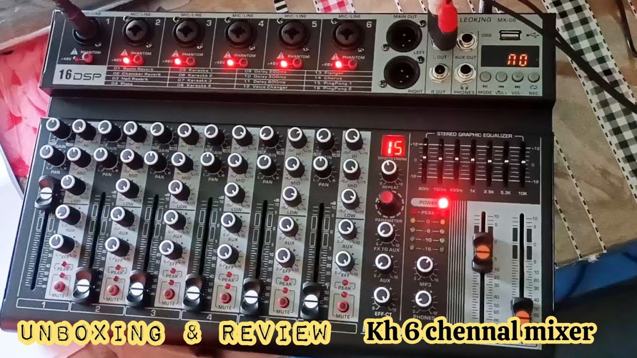 kh 6 chennal professional audio mixer/ unboxing & review/ live performance mixer/ recording mode