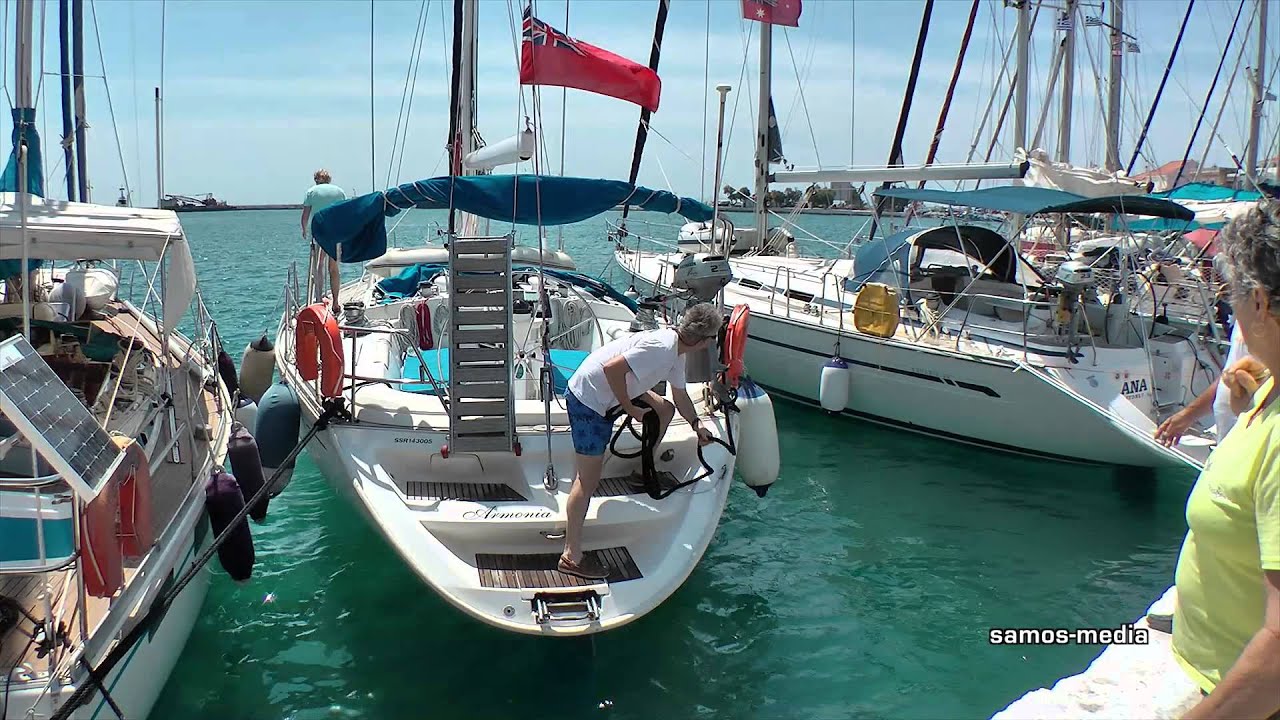 Sailboat mooring in the port of Pythagorion - Samos island, Greece/Ελλάδα (HD 1080p)