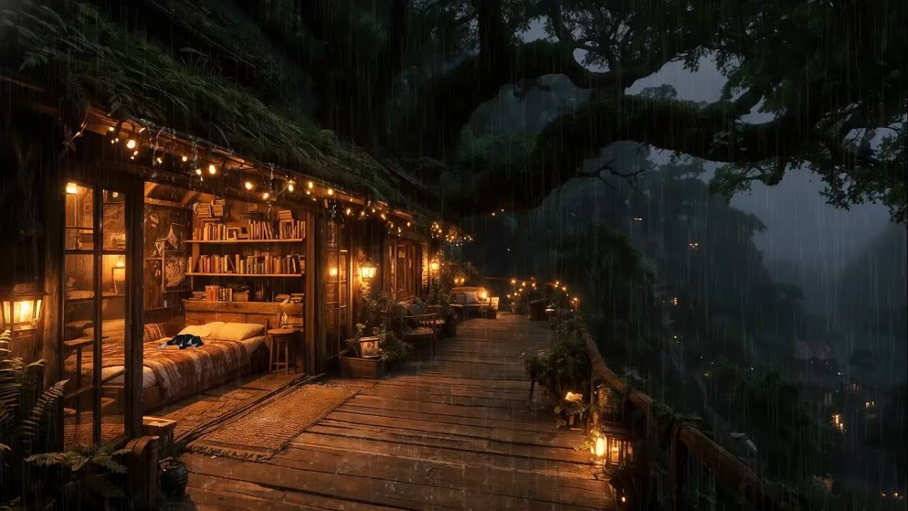Rain and Thunder Sounds 🌧️⛈️(No Ads) Cozy Cabin Storm – Deep Sleep, Insomnia Relief