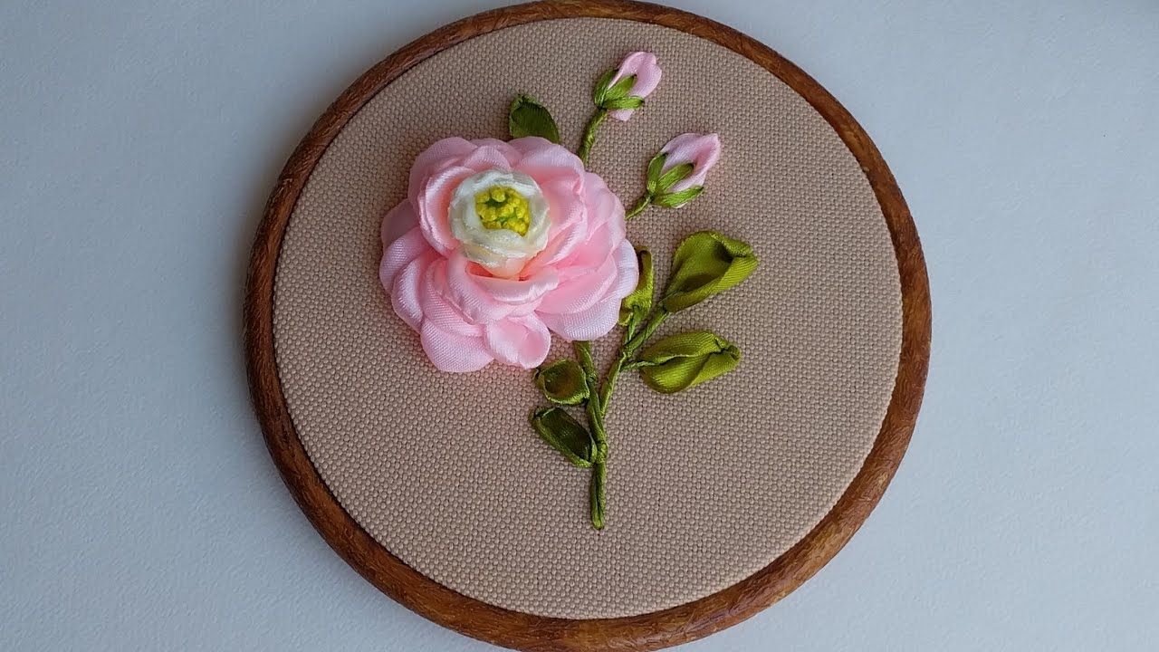 Handy flower ribbon embroidery design #embroidery 