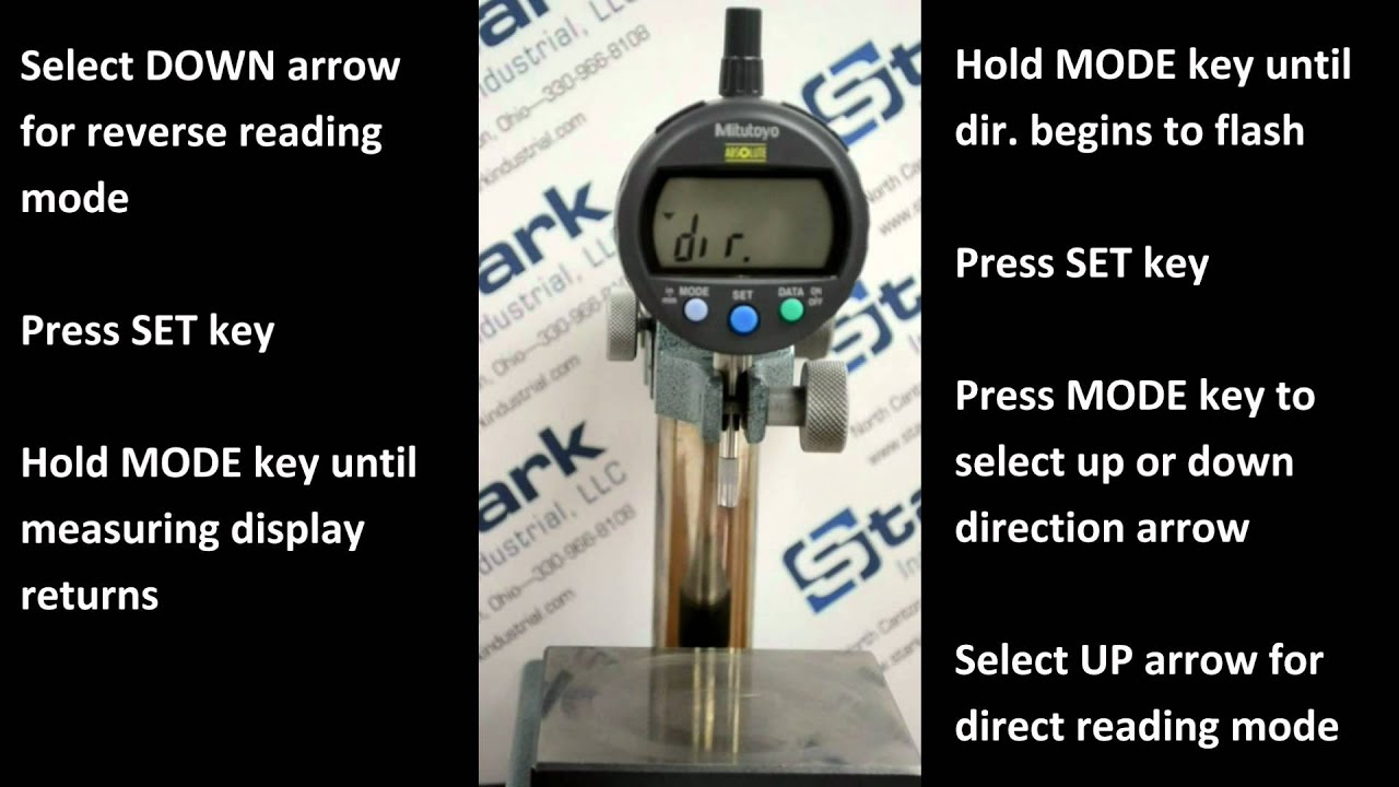 Mitutoyo Indicator Setting: Changing Direction