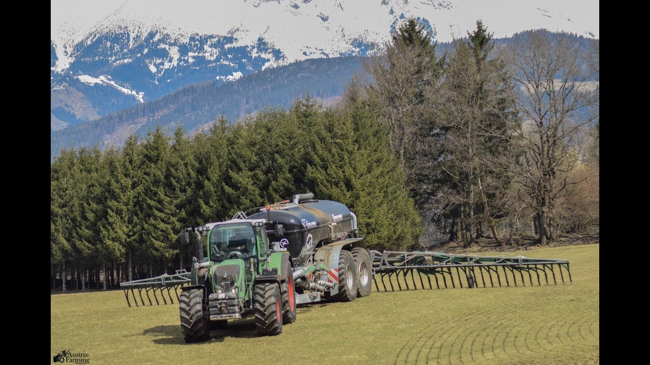 Fendt 724 Vario mit Kirchner Schleppschuhfass|G&uuml;lle fahren 2018|Winkler Hackgut|Austria Farming