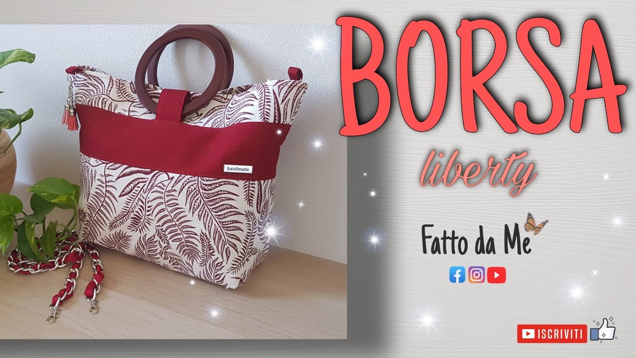 Tutorial BORSA "liberty" fai da te |  cucire una  borsa con manici in legno |  