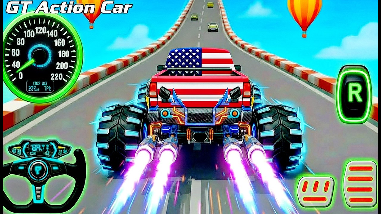 Mega Ramp Monster Car Racing 3D - Extreme Car Stunts -Android Gamepla #MegaRamp #3DGames #CarRacing