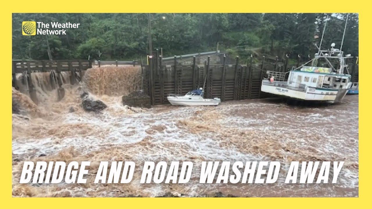 Torrential Downpour Wash Away Road and Bridge in Nova Scotia