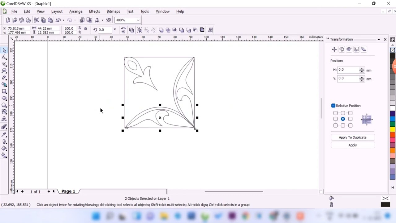 One Fourth Design & mirror repeat  in CorelDraw | Corel Draw Tips & one fourth designs