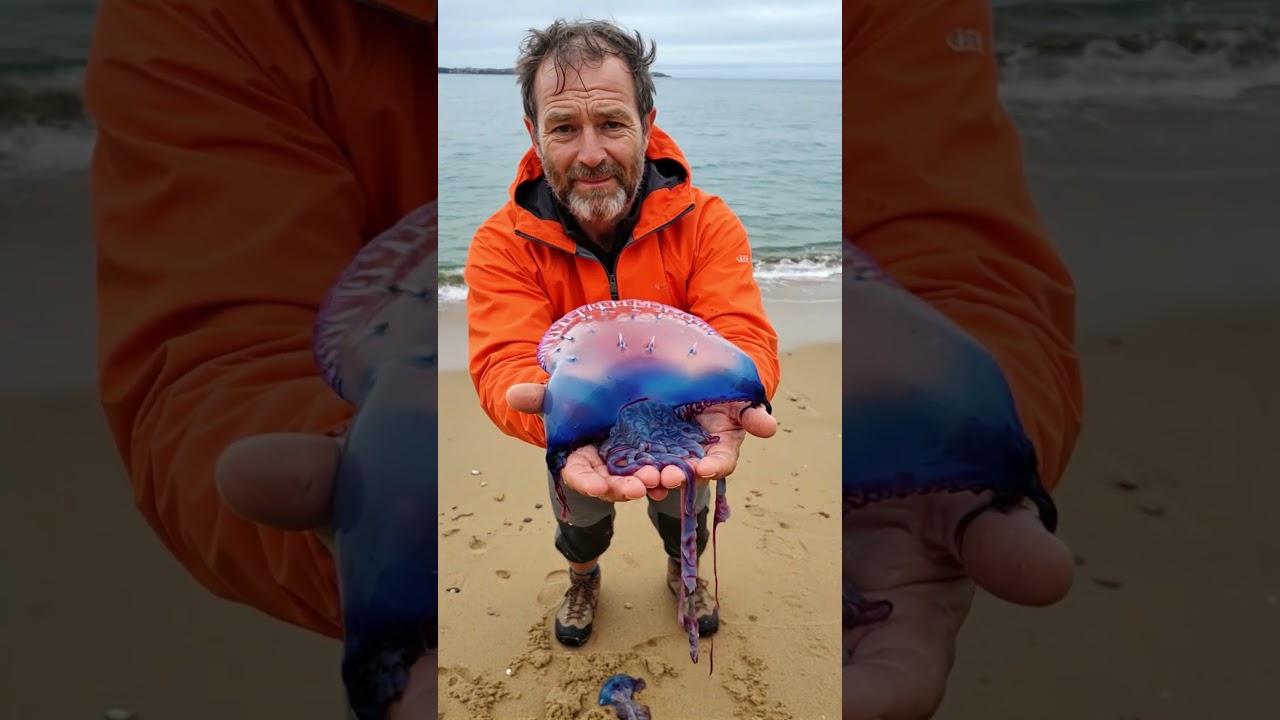 Wild Jellyfish Washed Up on the Sand 😱🌊 