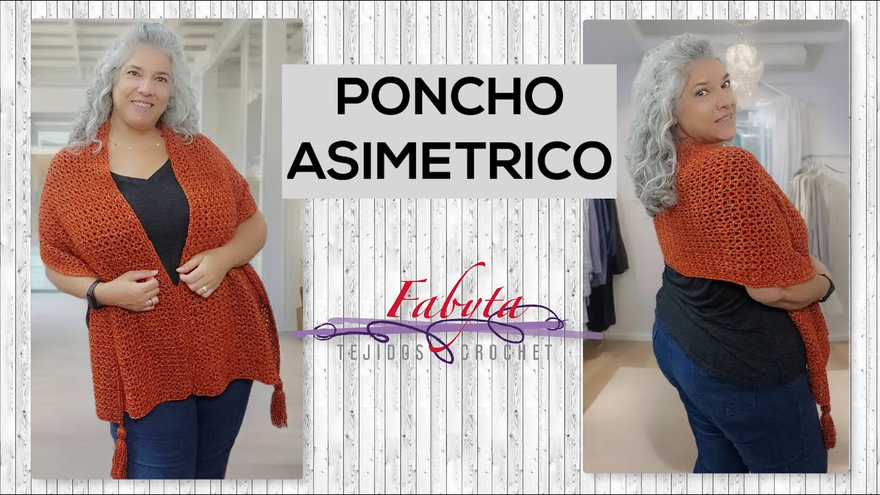 Poncho asimetrico en crochet