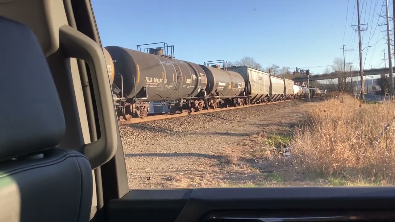 BNSF 5645 leads Northbound freight train W-8 locomotives on it in Stanwood Washington 