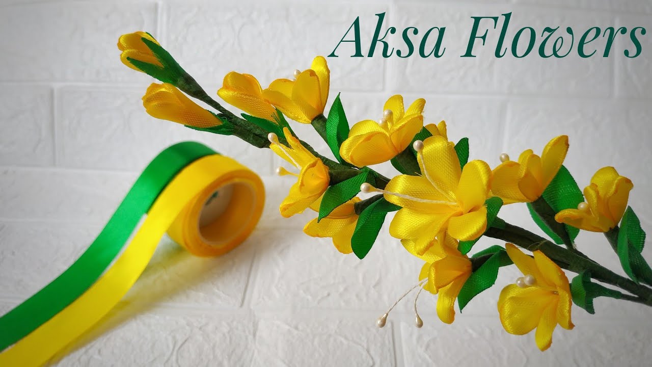 DIY || Cara Membuat Bunga Sakura Dari Pita Satin // satin ribbon flowers