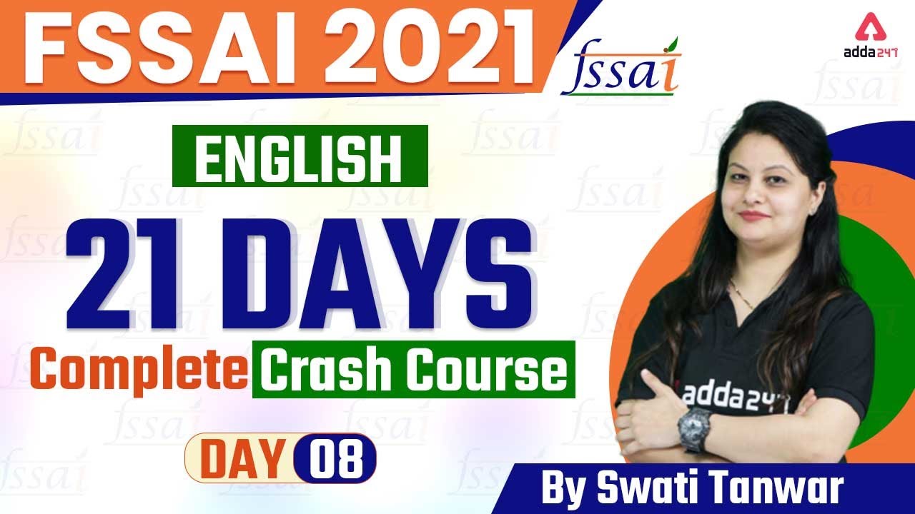 FSSAI Recruitment 2021 | English | 21 Days Crash Course | Day #8 | By Swati Tanwar