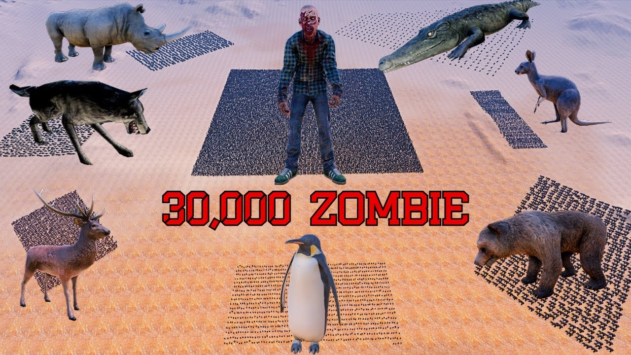 30K Zombies vs 6K Animals: Eaten or be eaten - Ultimate Epic Battle Simulator UEBS