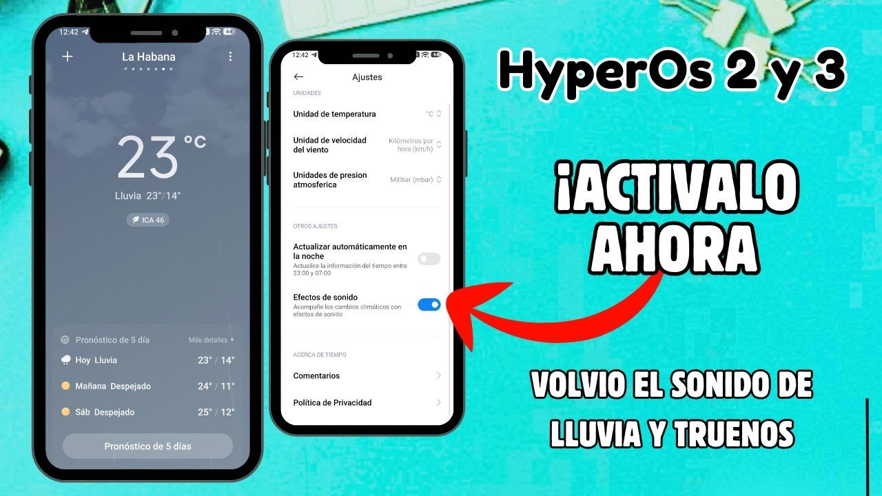 Volvió!! Actívalo Ahora!! La App del Tiempo con Efecto de Sonido en Lluvia y Truenos para tu Xiaomi
