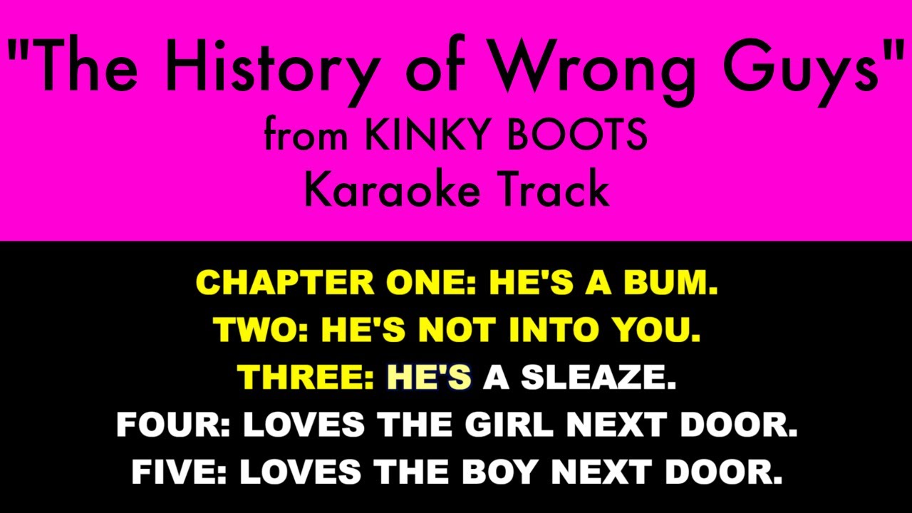 “The History of Wrong Guys” from Kinky Boots - Karaoke Track with Lyrics on Screen