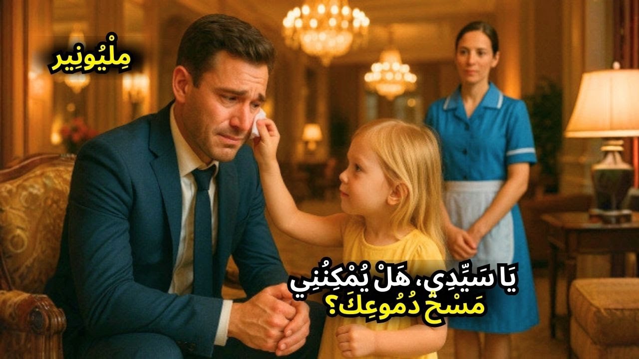 لم يتحدث أحد مع المليونير البارد، حتى مسحت ابنة عاملة النظافة دموعه...