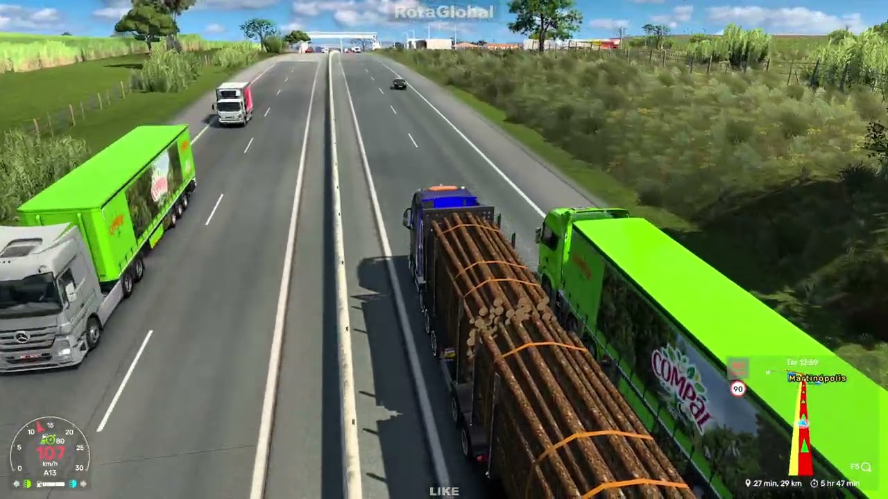 INTERIOR SP BRASIL - TORAS de Presidente Prudente SP até Rancharia SP (52km) - Mapa Eldorado ETS2