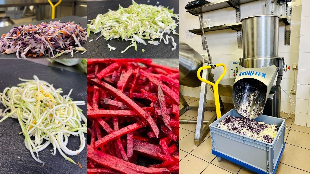 Vegetable Processing Machines - Slicing, Grating, Mashing, Mixing for Coleslaw, Sauerkraut, Salads.