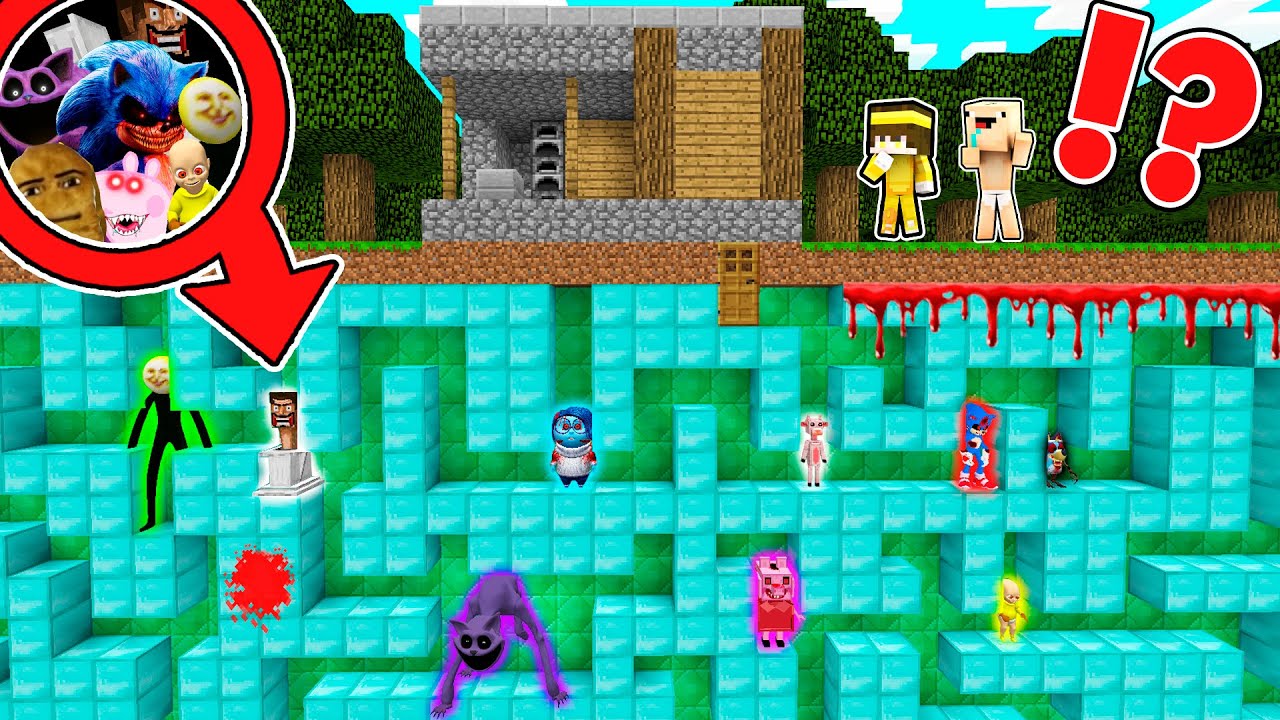 Encontramos el LABERINTO SECRETO de los MONSTRUOS en Minecraft 😨 CatNap, Baby in Yellow y Peppa Pig
