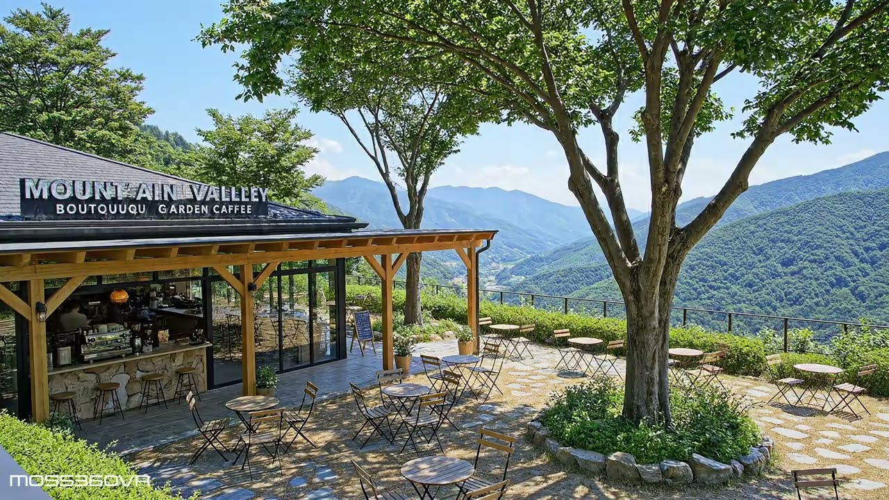 Breathtaking Mountain Terrace Cafe ⛰️ | 4K Static Ambience with Glass Railing (90 Min)