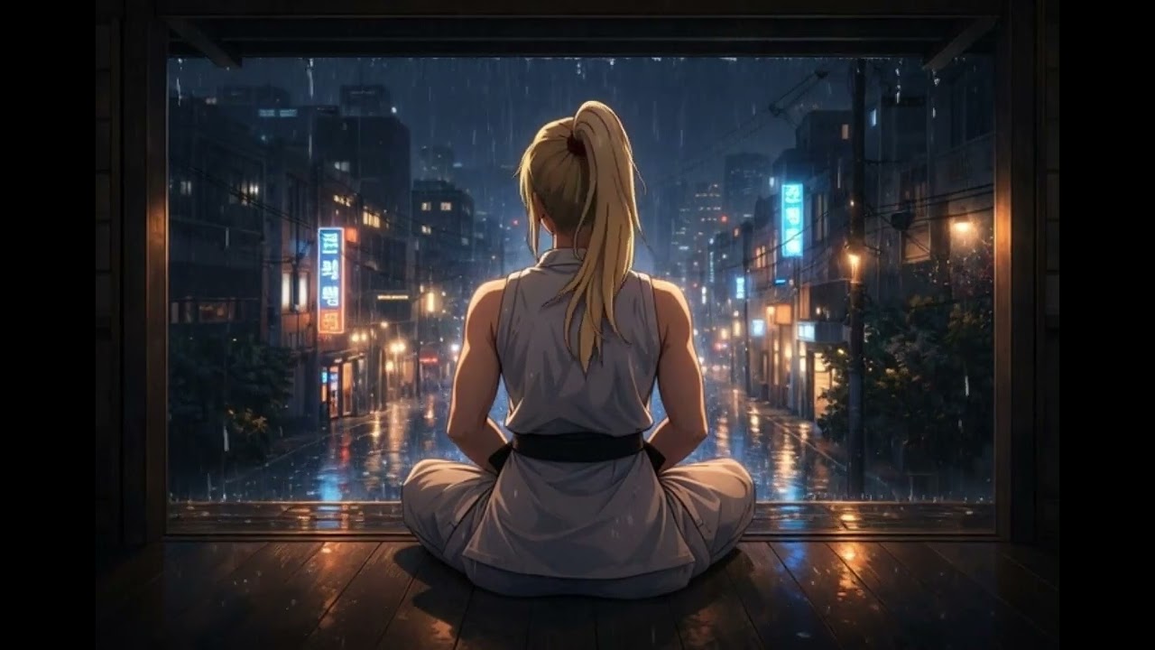 3 Hours Rainy Neon City Night Meditation 🌧️🌧️🌧️| Relaxing Anime Rain Ambience for Sleep & Study