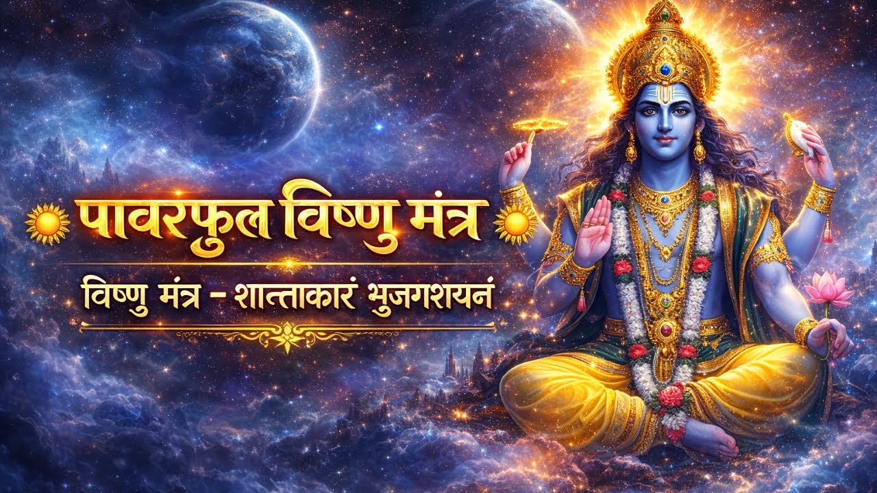 शान्ताकारं भुजगशयनं | भगवान विष्णु शक्तिशाली मंत्र | Vishnu Shantakaram Mantra with Lyrics