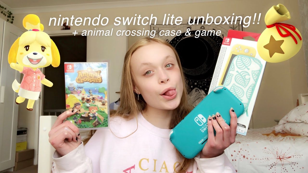 nintendo switch lite unboxing!!! + animal crossing case